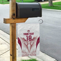 Custom Qatar Football Garden Flag Maroon Falcon Spirit White Version - Wonder Print Shop