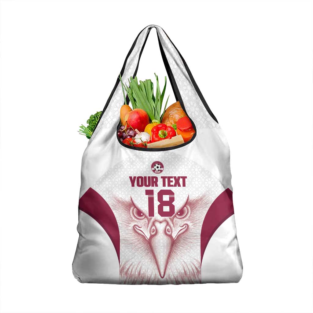 Custom Qatar Football Grocery Bag Maroon Falcon Spirit White Version - Wonder Print Shop