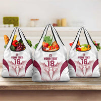 Custom Qatar Football Grocery Bag Maroon Falcon Spirit White Version - Wonder Print Shop
