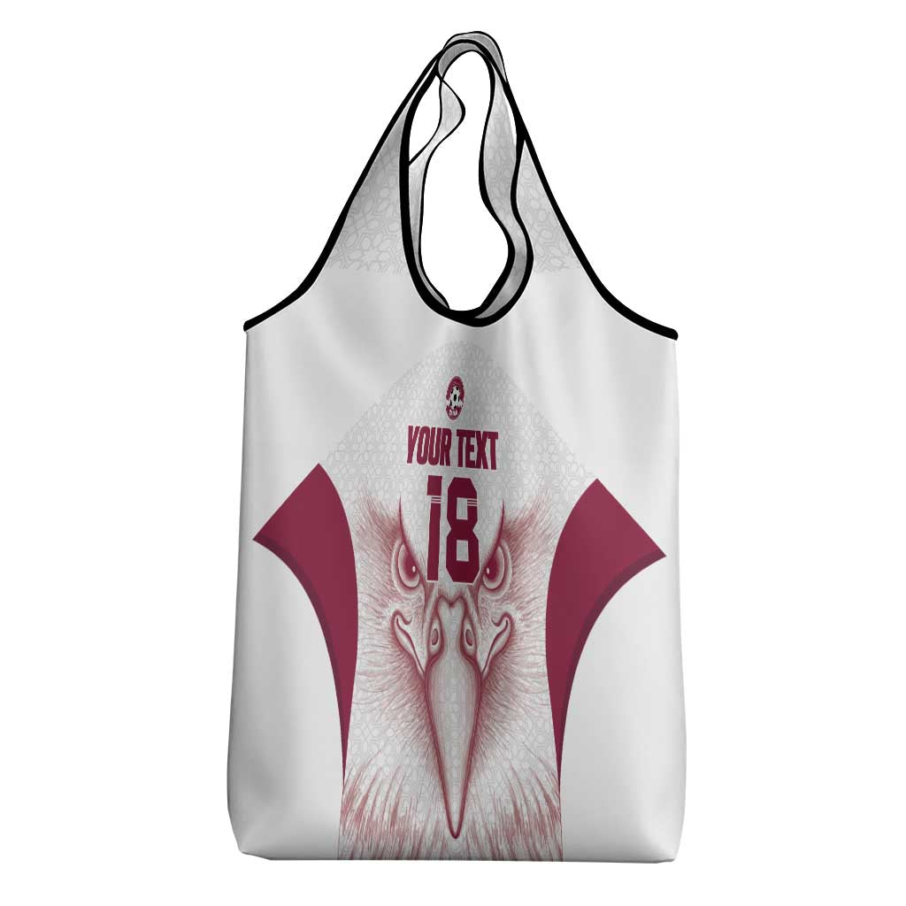 Custom Qatar Football Grocery Bag Maroon Falcon Spirit White Version - Wonder Print Shop