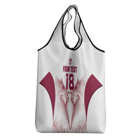 Custom Qatar Football Grocery Bag Maroon Falcon Spirit White Version - Wonder Print Shop