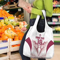 Custom Qatar Football Grocery Bag Maroon Falcon Spirit White Version - Wonder Print Shop