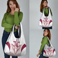Custom Qatar Football Grocery Bag Maroon Falcon Spirit White Version - Wonder Print Shop