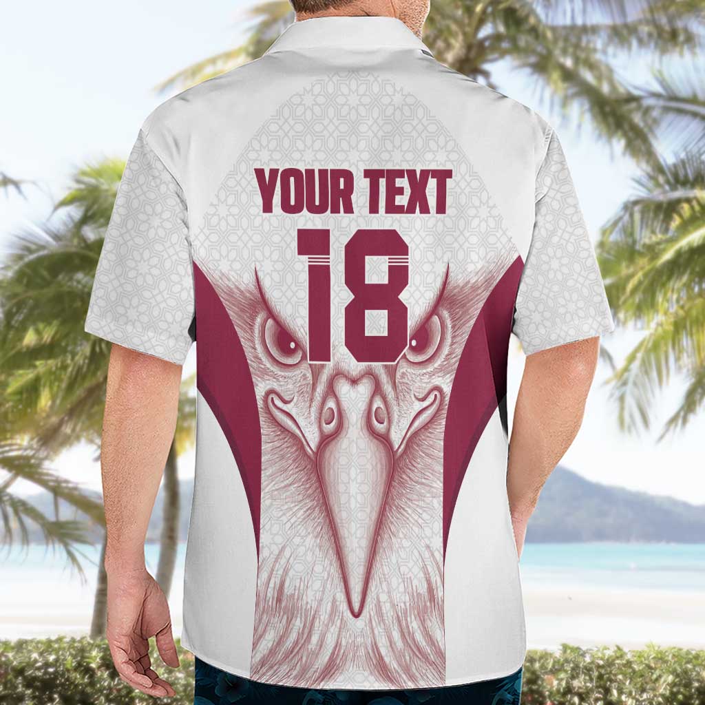 Custom Qatar Football Hawaiian Shirt Maroon Falcon Spirit White Version - Wonder Print Shop