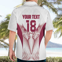 Custom Qatar Football Hawaiian Shirt Maroon Falcon Spirit White Version - Wonder Print Shop