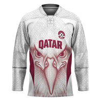 Custom Qatar Football Hockey Jersey Maroon Falcon Spirit White Version - Wonder Print Shop