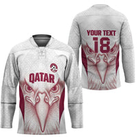 Custom Qatar Football Hockey Jersey Maroon Falcon Spirit White Version - Wonder Print Shop