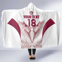 Custom Qatar Football Hooded Blanket Maroon Falcon Spirit White Version - Wonder Print Shop
