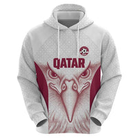 Custom Qatar Football Hoodie Maroon Falcon Spirit White Version - Wonder Print Shop