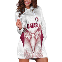 Custom Qatar Football Hoodie Dress Maroon Falcon Spirit White Version - Wonder Print Shop
