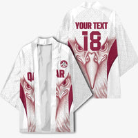 Custom Qatar Football Kimono Maroon Falcon Spirit White Version - Wonder Print Shop