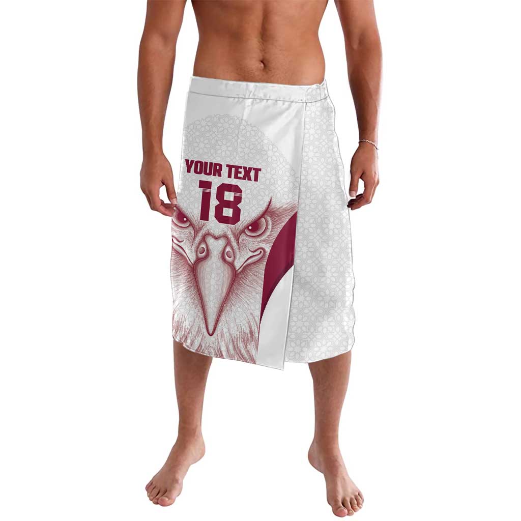Custom Qatar Football Lavalava Maroon Falcon Spirit White Version - Wonder Print Shop