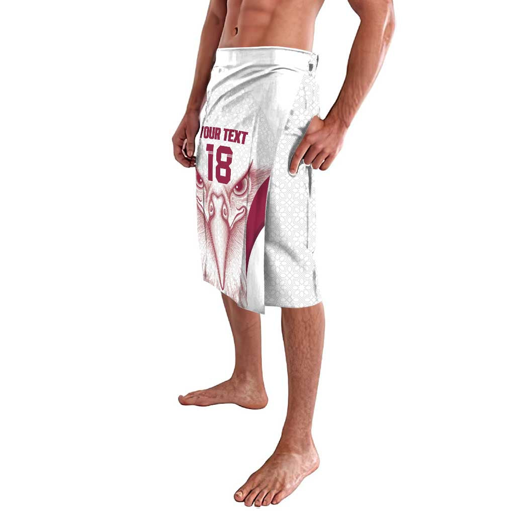 Custom Qatar Football Lavalava Maroon Falcon Spirit White Version - Wonder Print Shop
