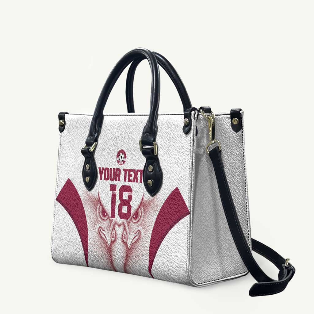 Custom Qatar Football Leather Bag Maroon Falcon Spirit White Version - Wonder Print Shop