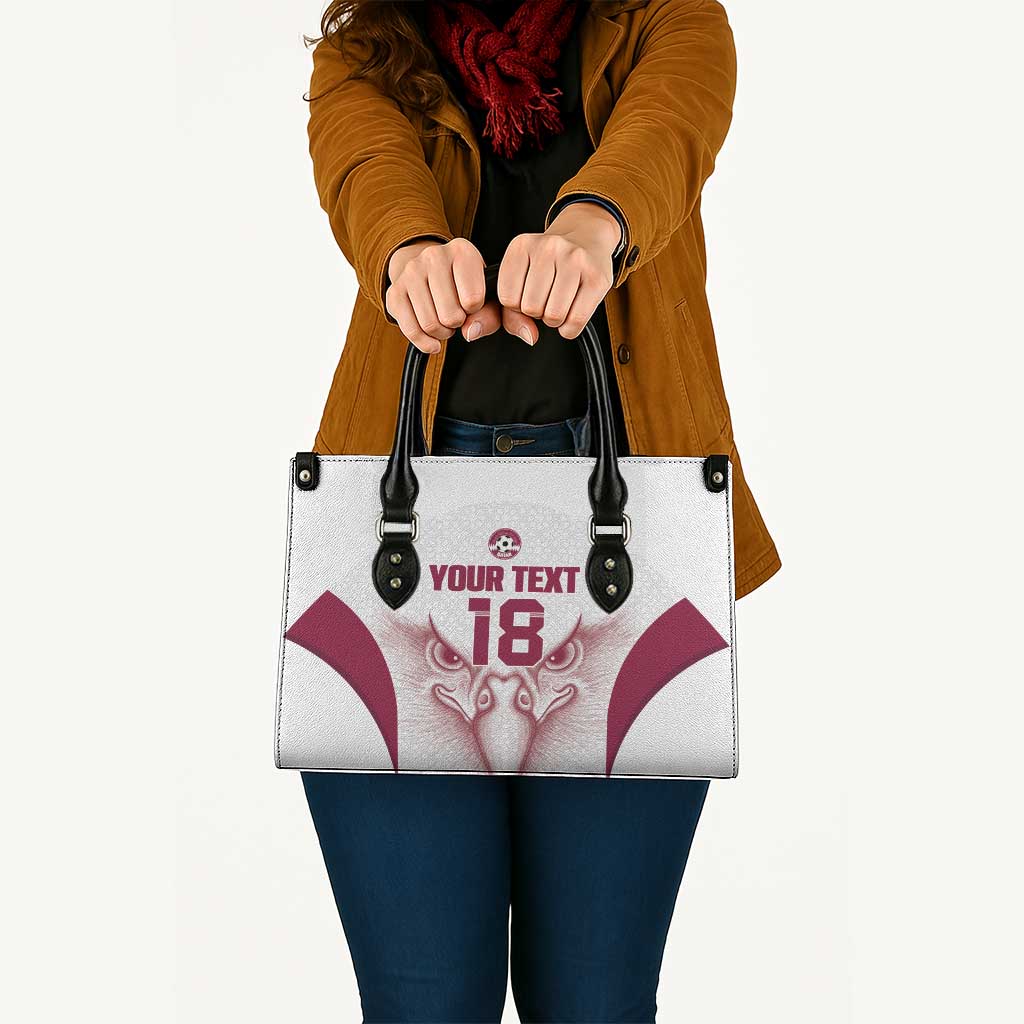 Custom Qatar Football Leather Bag Maroon Falcon Spirit White Version - Wonder Print Shop