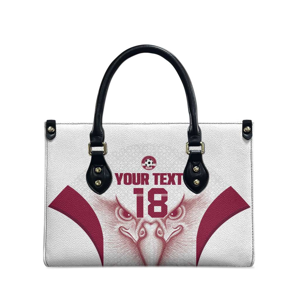 Custom Qatar Football Leather Bag Maroon Falcon Spirit White Version - Wonder Print Shop