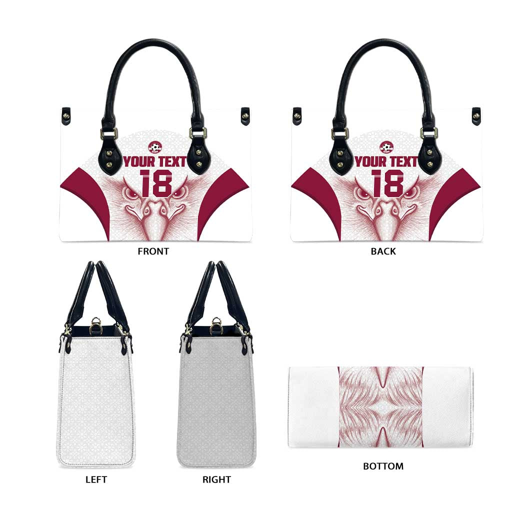 Custom Qatar Football Leather Bag Maroon Falcon Spirit White Version - Wonder Print Shop