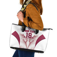 Custom Qatar Football Leather Tote Bag Maroon Falcon Spirit White Version - Wonder Print Shop
