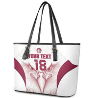Custom Qatar Football Leather Tote Bag Maroon Falcon Spirit White Version - Wonder Print Shop