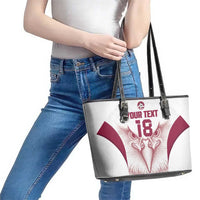 Custom Qatar Football Leather Tote Bag Maroon Falcon Spirit White Version - Wonder Print Shop