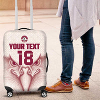 Custom Qatar Football Luggage Cover Maroon Falcon Spirit White Version - Wonder Print Shop