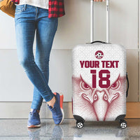 Custom Qatar Football Luggage Cover Maroon Falcon Spirit White Version - Wonder Print Shop