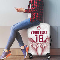 Custom Qatar Football Luggage Cover Maroon Falcon Spirit White Version - Wonder Print Shop