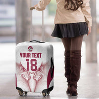 Custom Qatar Football Luggage Cover Maroon Falcon Spirit White Version - Wonder Print Shop