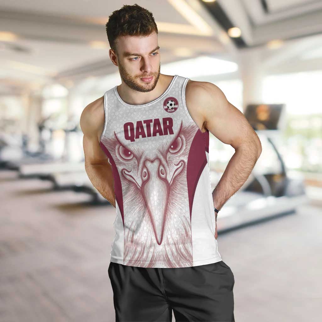 Custom Qatar Football Men Tank Top Maroon Falcon Spirit White Version - Wonder Print Shop