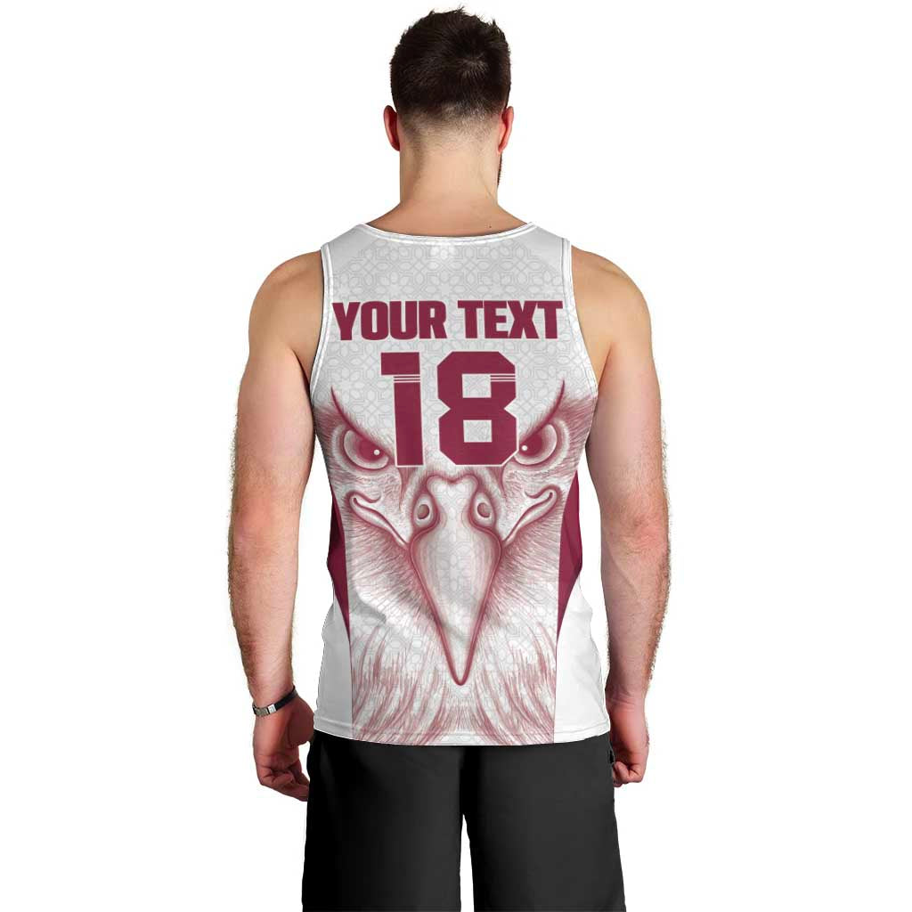 Custom Qatar Football Men Tank Top Maroon Falcon Spirit White Version - Wonder Print Shop
