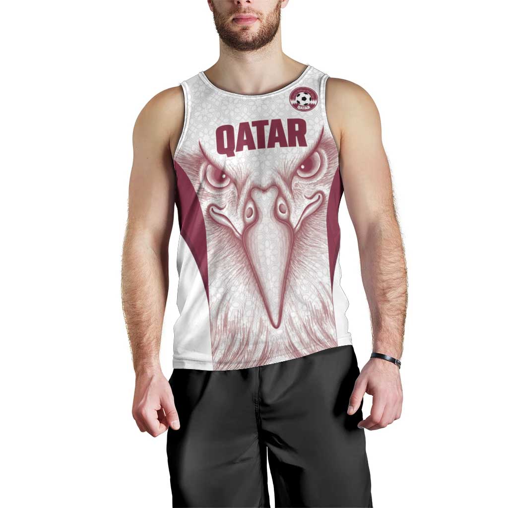 Custom Qatar Football Men Tank Top Maroon Falcon Spirit White Version - Wonder Print Shop