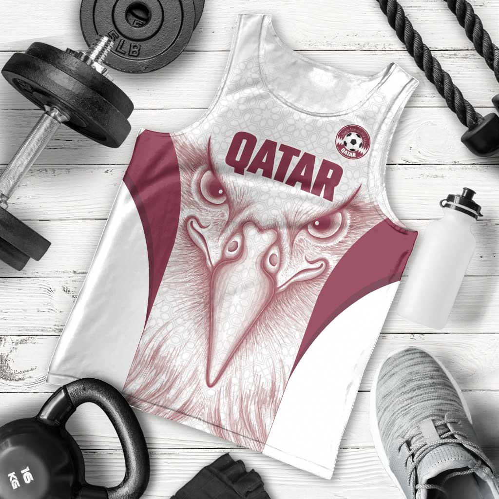 Custom Qatar Football Men Tank Top Maroon Falcon Spirit White Version - Wonder Print Shop