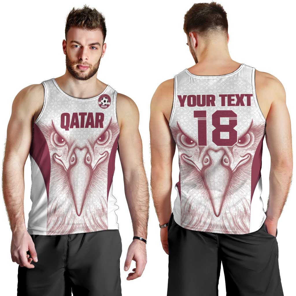 Custom Qatar Football Men Tank Top Maroon Falcon Spirit White Version - Wonder Print Shop
