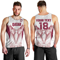 Custom Qatar Football Men Tank Top Maroon Falcon Spirit White Version - Wonder Print Shop