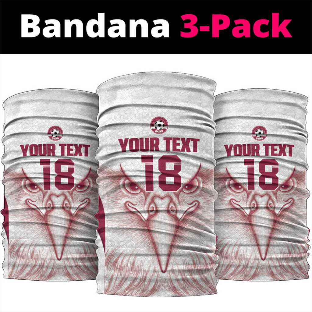 Custom Qatar Football Neck Gaiter Maroon Falcon Spirit White Version - Wonder Print Shop