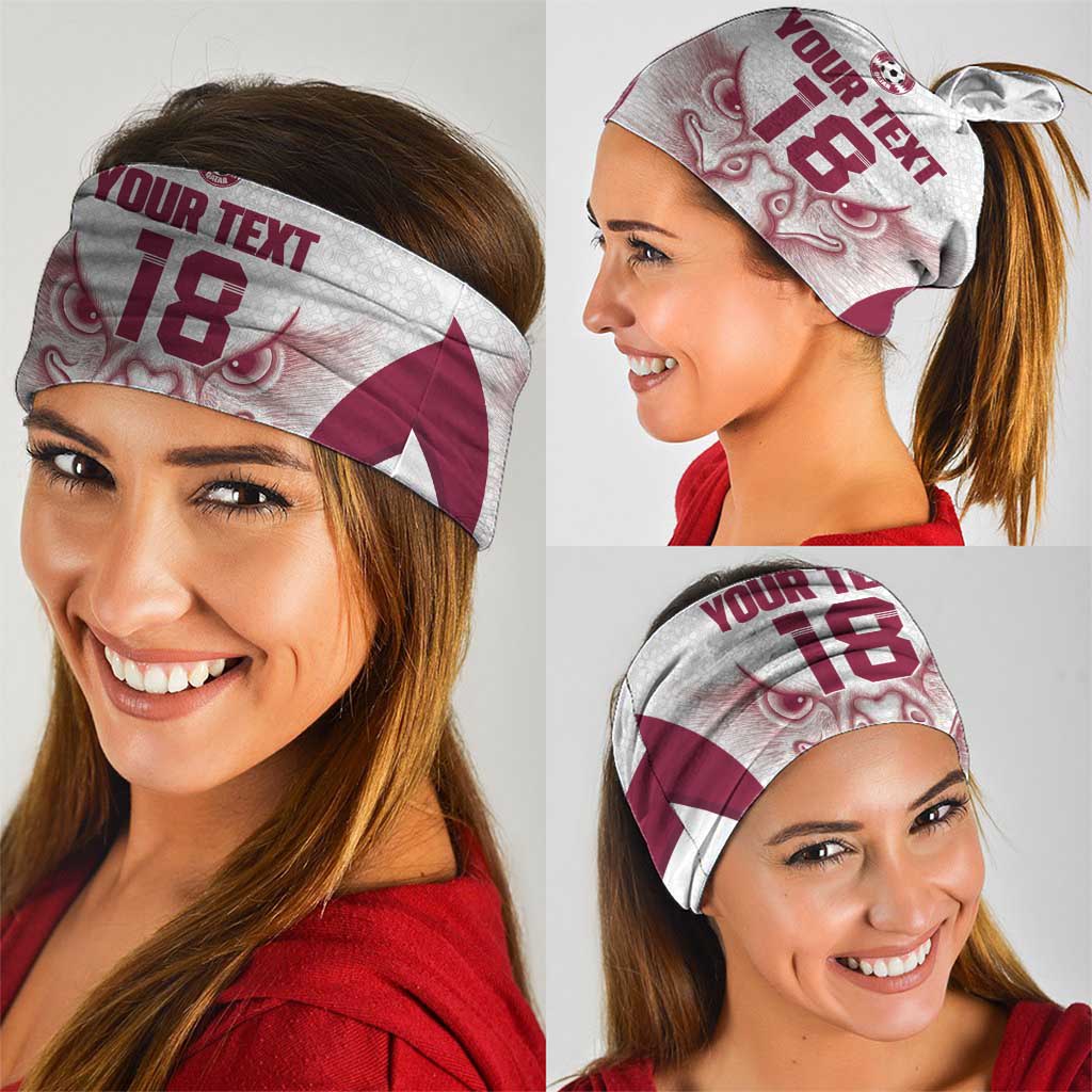 Custom Qatar Football Neck Gaiter Maroon Falcon Spirit White Version - Wonder Print Shop