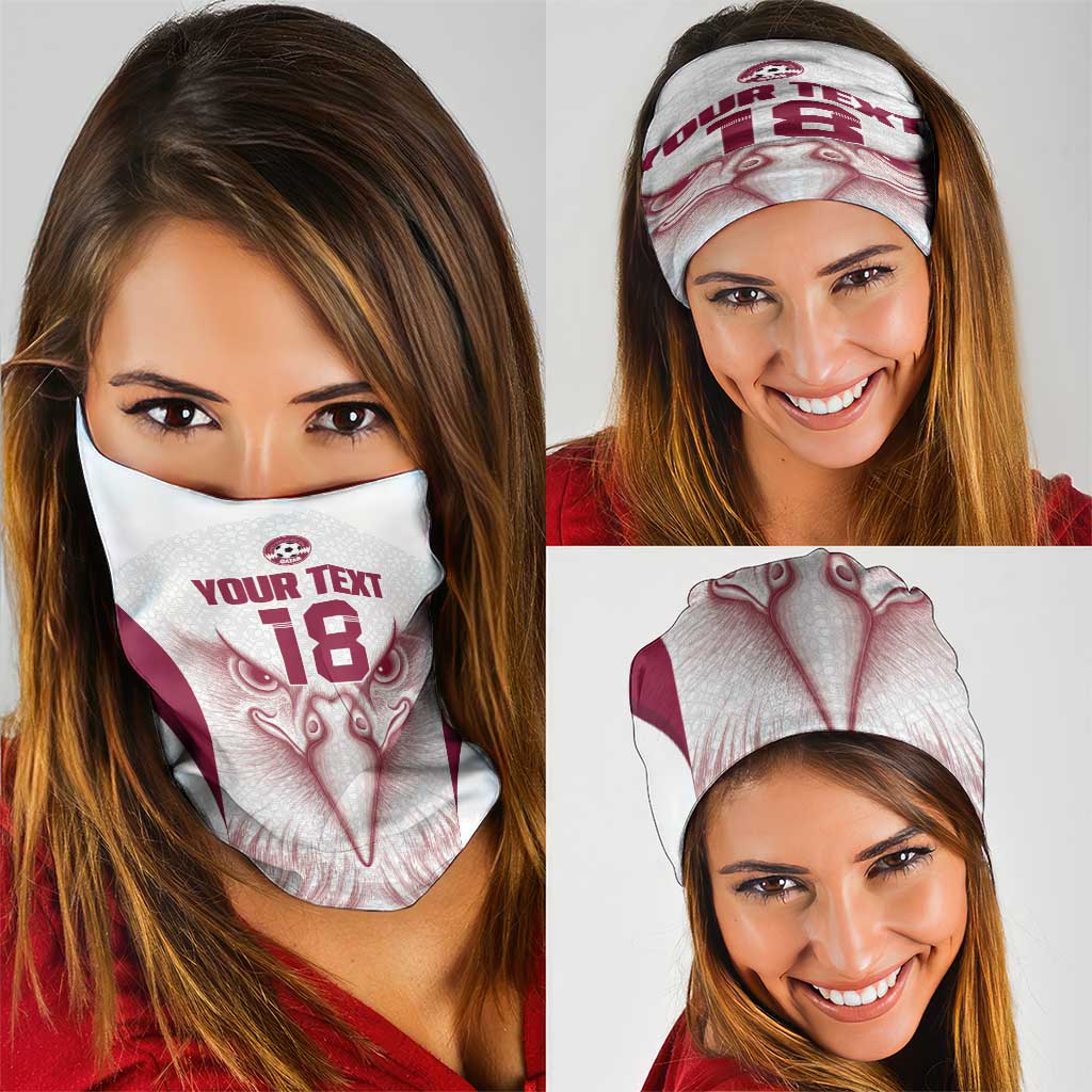 Custom Qatar Football Neck Gaiter Maroon Falcon Spirit White Version - Wonder Print Shop