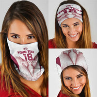 Custom Qatar Football Neck Gaiter Maroon Falcon Spirit White Version - Wonder Print Shop