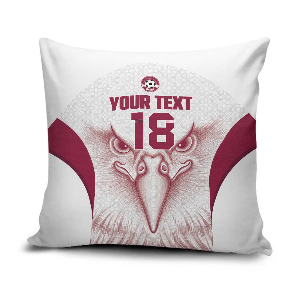 Custom Qatar Football Pillow Cover Maroon Falcon Spirit White Version - Wonder Print Shop