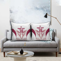 Custom Qatar Football Pillow Cover Maroon Falcon Spirit White Version - Wonder Print Shop