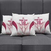 Custom Qatar Football Pillow Cover Maroon Falcon Spirit White Version - Wonder Print Shop