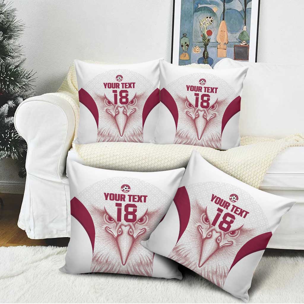 Custom Qatar Football Pillow Cover Maroon Falcon Spirit White Version - Wonder Print Shop