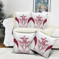 Custom Qatar Football Pillow Cover Maroon Falcon Spirit White Version - Wonder Print Shop