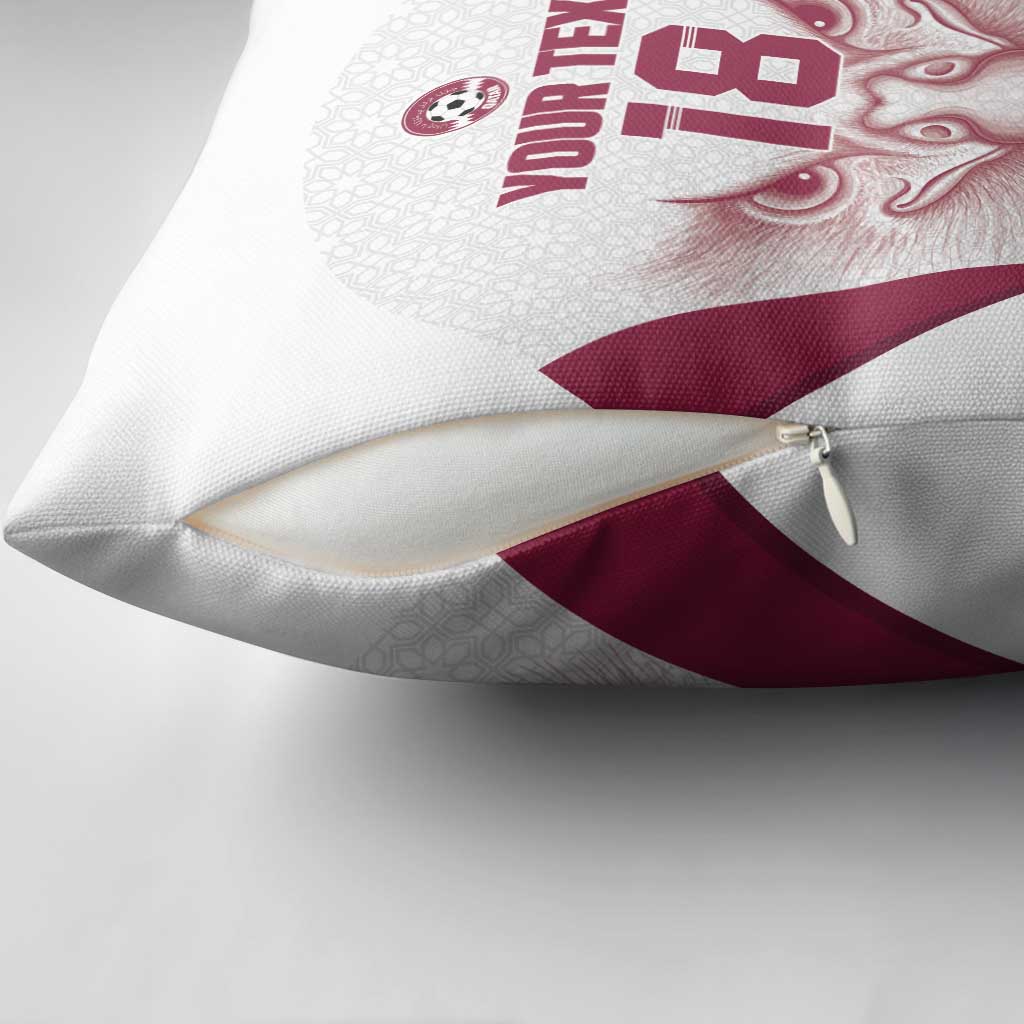 Custom Qatar Football Pillow Cover Maroon Falcon Spirit White Version - Wonder Print Shop