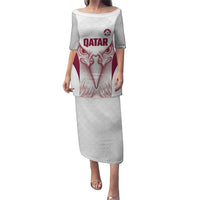Custom Qatar Football Puletasi Maroon Falcon Spirit White Version - Wonder Print Shop