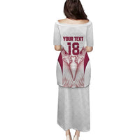 Custom Qatar Football Puletasi Maroon Falcon Spirit White Version - Wonder Print Shop