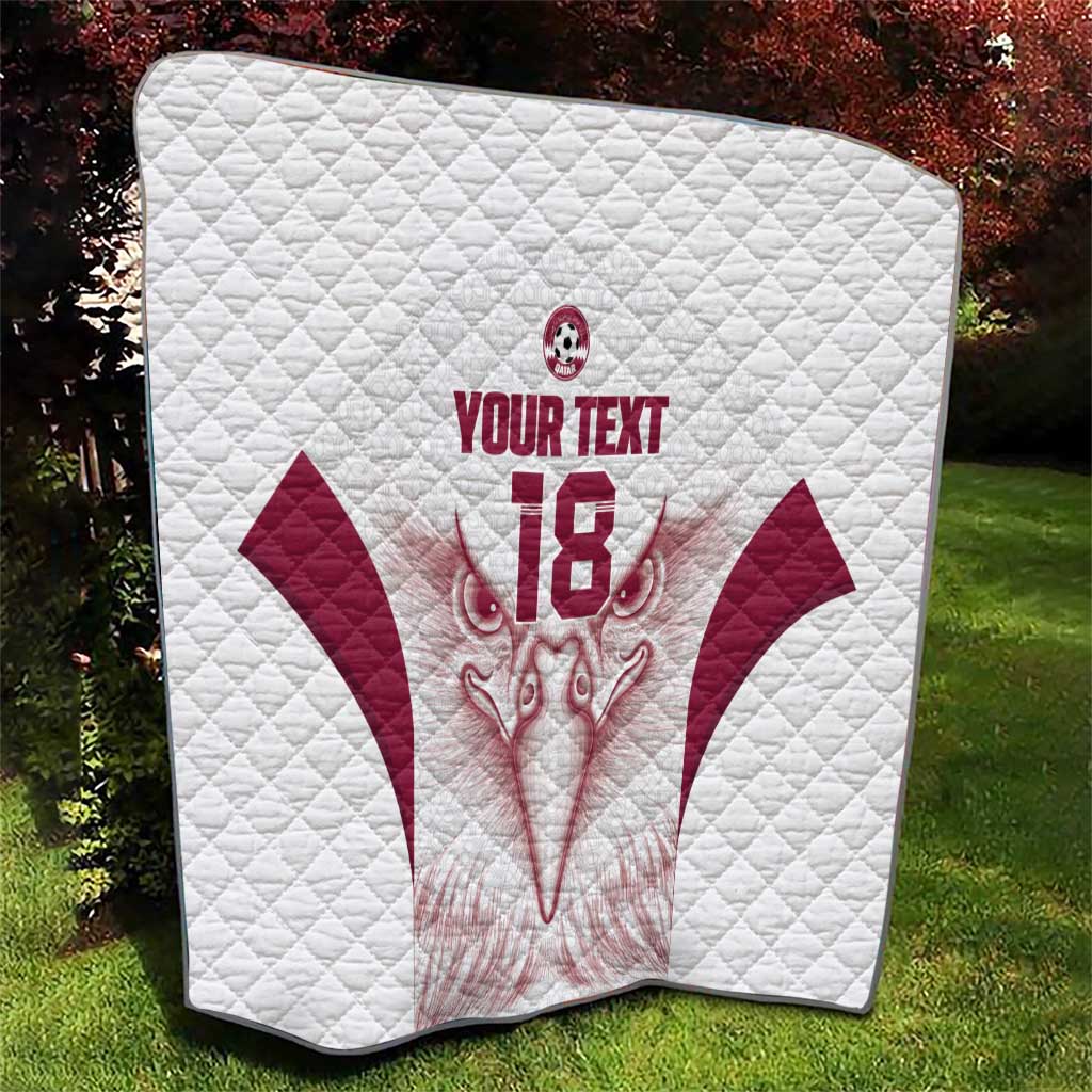 Custom Qatar Football Quilt Maroon Falcon Spirit White Version - Wonder Print Shop