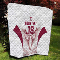 Custom Qatar Football Quilt Maroon Falcon Spirit White Version - Wonder Print Shop