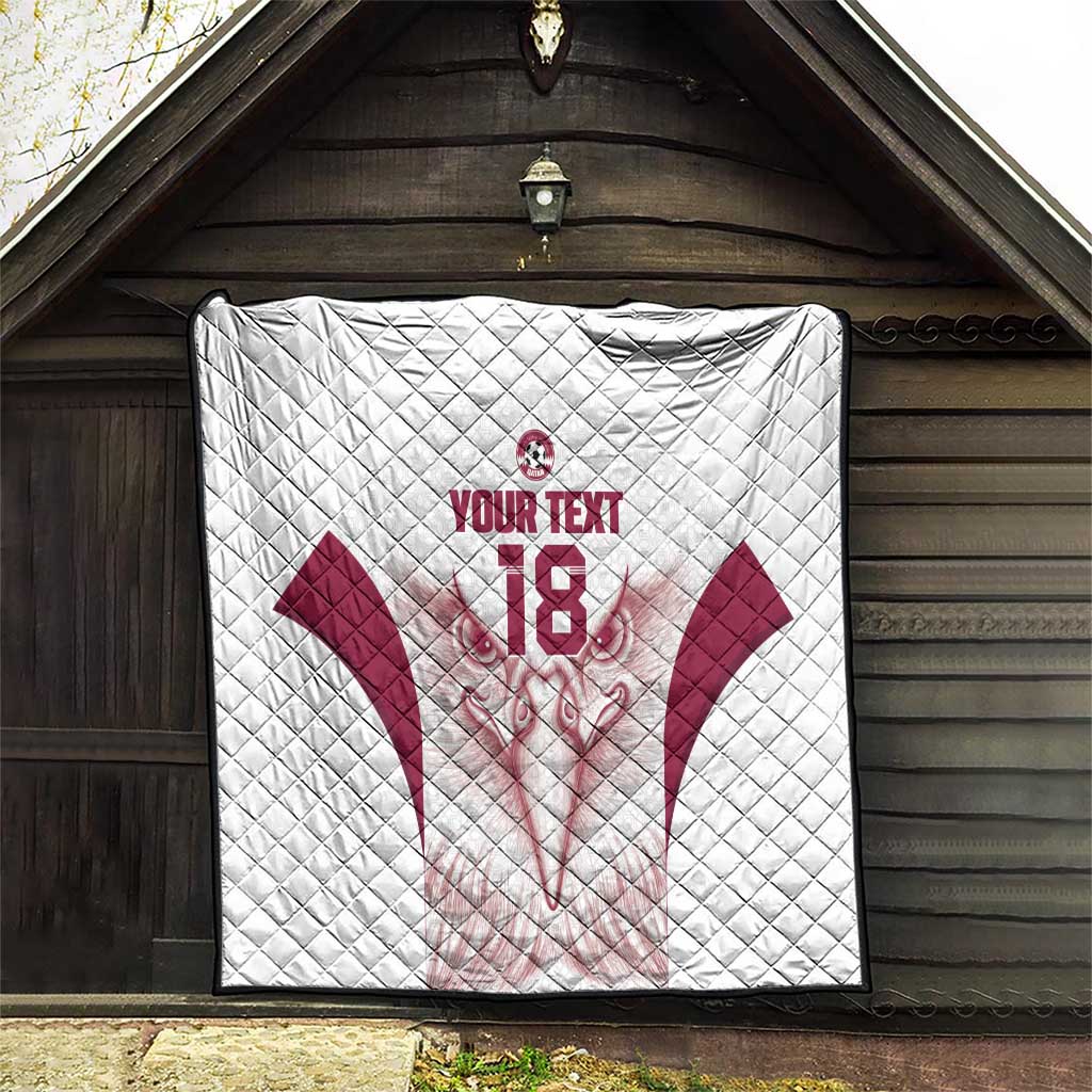 Custom Qatar Football Quilt Maroon Falcon Spirit White Version - Wonder Print Shop