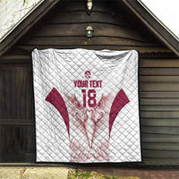 Custom Qatar Football Quilt Maroon Falcon Spirit White Version - Wonder Print Shop